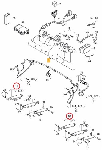 Hydraulische cilinder kapframe cabriokap Audi A5 S5 cabrio 2009 - 2017