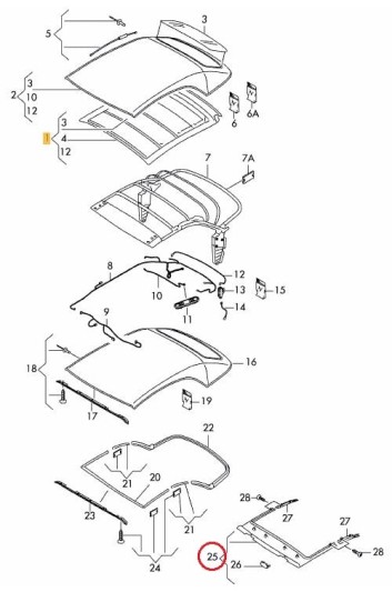 Bekleding voorbalk cabriokap Audi A5 S5 cabrio 2009 - 2017